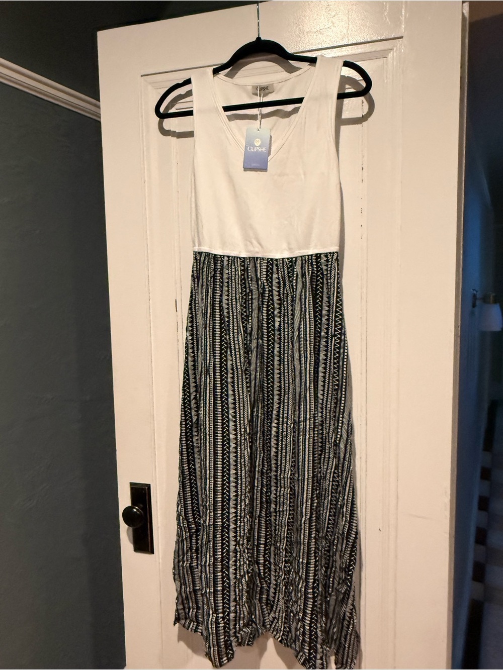 Cupshe White & Black Striped Pattern Maxi Dress